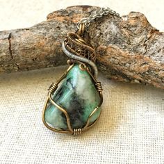 Raw Emerald Necklace - May Birthstone Necklace - Gift for HIm - Healing Crystal Necklace -Wire Wrapp Woven Bracelet Tutorial, How To Weld, Wrapped Crystals, Emerald Necklace Pendant, Raw Emerald, Necklace For Mom, Necklace Birthstone, Colombian Emeralds, Emerald Pendant