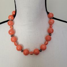 Ceramic Bead Necklace New With Tag-Acquired From Boutique Liquidation Handcrafted 20" Lobster Clasp Antique Brass Metal Beads Orange Polished Beads Necklace, Coral Beaded Necklaces With Large Beads, Elegant Coral Beaded Necklaces With Large Beads, Orange Costume Jewelry Beaded Necklace, Necklaces With Polished Round Beads, Single Strand Round Beads Costume Jewelry Necklace, Costume Jewelry Polished Beads Necklace, Single Strand Round Beaded Costume Necklaces, Single Strand Round Beaded Costume Necklace