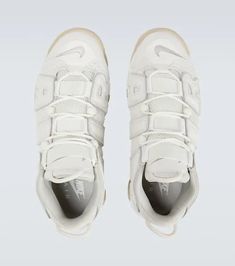 Inspired by the 90s, Nike's Air More Uptempo sneakers are made from white mesh with light grey and beige suede trims. The pair is set on signature cushioned soles and finished with graffiti-inspired lettering..Toe shape: round toe.Sole: fabric insole, rubber sole.Upper: leather.Comes with a box.Made in Vietnam.Designer color name: Phantom/Lt Iron Ore-White-.Closure: lace-up.Lining: fabric.True to size.US sizes White Urban Sneakers For Streetwear, Nike Casual Basketball Shoes With Translucent Outsole, Urban White Basketball Shoes With Contrast Sole, White Urban Basketball Shoes With Contrast Sole, White Urban Sneakers For Light Sports, Casual White Basketball Shoes For Streetwear, Nike Casual High-top Sneakers With Translucent Outsole, Casual Nike High-top Sneakers With Translucent Outsole, Cushioned Mesh Sneakers For Streetwear