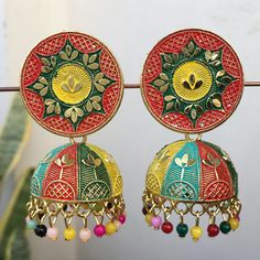 Perfect with ethnic & traditional wear. Fancy Party Wear Traditional Jhumki Earrings. Perfect gift for any occasion for yourself and your dear ones. It is advisable to store jewellery in a zip lock pouch (air tight pouch), keep away from water perfume and other chemicals and clean it with dry and soft cloth. Traditional Jhumkas For Eid Festival, Traditional Jhumkas For Eid Festivities, Temple Jewelry Style Jhumkas For Eid, Temple Jewelry Jhumkas For Festive Eid, Temple Jewelry Jhumkas For Festive Eid Occasions, Traditional Jhumkas For Eid, Traditional Jhumkas For Eid Celebration, Traditional Heavy Jhumkas For Festive Occasions, Traditional Chandbalis With Latkans For Celebrations