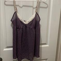 Never Worn, Just Wrinkled From Being In Drawer, Lace Design, Adjustable Straps, Adjustable Black Clips, Size Medium Purple Sleepwear With Built-in Bra For Night, Purple Fitted Sleepwear With Spaghetti Straps, Purple Camisole For Daywear, Victoria's Secret Sleeveless Night Camisole, Purple Sleeveless Night Dress, Purple Camisole For Sleepover, Purple Cami Sleepwear For Summer, Purple Camisole Sleepwear For Bedtime, Purple Camisole Sleepwear