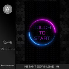 the cover art for touch to start, an interactive music album with neon lights and hexagonal shapes