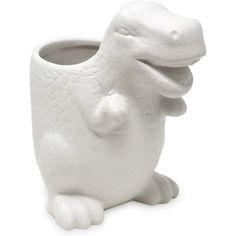 Isaac Jacobs Ceramic Dinosaur Cup Holder, Multi-Purpose Organizer, Bathroom, Kitchen, Bedroom, Office Dcor Single Cup, White Dinosaur Toothbrush Holder, Ceramic Dinosaur, Rustic Bathroom Accessories, Storing Makeup Brushes, Ceramic Toothbrush Holder, Ceramic Brush, Organizer Bathroom, Ceramic Accessory, Toothpaste Holder