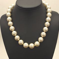 Pearl Beads (14mm). 123g. Round Pearl Jewelry With 8mm Beads, Classic Pearl Necklaces With Polished Beads, Classic Necklace With Large Beads For Gift, Elegant Necklace With Large Round Beads, Elegant Jewelry With Large Round Beads, Classic Formal Necklace With Large Beads, Classic Formal Necklaces With Large Beads, Pearl Necklaces With 8mm Round Beads, Silver Pearl Necklace With Large Beads