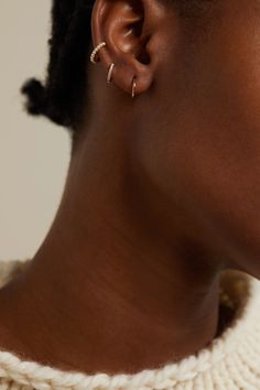 Maria Tash's earring is ideal for stacking with similar styles but looks just as good on its own. It's cast from gleaming 14-karat rose gold in a dainty 8mm hoop silhouette that will fit perfectly around your lobe, helix or nose.  Shown here with: [Nanushka Shirt id1128323], [Maria Tash Earring id1133570], [Maria Tash Earring id1133568], [Maria Tash Earring id1091118]. Rose Gold Tarnish-resistant Huggie Earrings, Rose Gold Sterling Silver Huggie Earrings, Rose Gold Small Hoop Huggie Earring (single), Rose Gold Sterling Silver Huggie Piercings, Elegant Small Hoop Rose Gold Piercings, Classic Rose Gold Single Cartilage Earring, Elegant Rose Gold Small Hoop Piercings, Fine Jewelry Rose Gold Huggie Earrings, Rose Gold Pierced Huggie Earrings Fine Jewelry