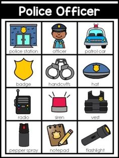 a police officer game with pictures and words