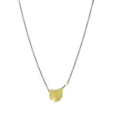 John Iversen Mixed Metal Baby Ginkgo Necklace | Quadrum Gallery Metal Baby, Ginkgo Leaf, East Hampton, Elegant Necklace, Gold Baby, Leaf Necklace, Elegant Necklaces, Oxidized Sterling Silver, Mixed Metals