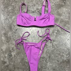 Nwot Never Worn. Underwire Top. So Cute! Purple Underwire Swimwear For Summer, Purple Underwire Swimwear For Beach Season, Purple Underwire Swimwear For Swimming, Purple Underwire Swimwear For Beach, Purple Fitted Underwire Swimwear, Purple Tie-side Swimwear For Party, Fitted Purple Underwire Swimwear, Purple Underwire Summer Swimwear, Purple Tie-side Bottom Swimwear For Party