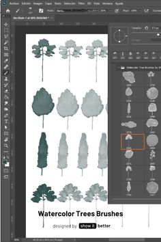the watercolor trees brushes in photoshopped