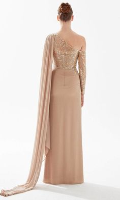 Tarik Ediz 98304 - Asymmetric Beaded Bodice Evening Gown – Couture Candy Tarik Ediz Dresses, Woman Suit, Gowns Dresses Elegant, Bride Outfits, Engagement Dress, Tarik Ediz, Hacks Clothes, Unique Prom Dresses, One Shoulder Gown