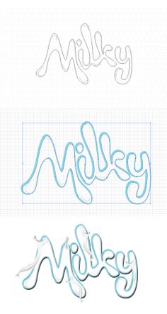 three different types of lettering that are in the shape of letters, and one is blue