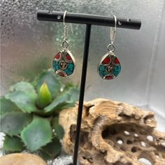 I Love These Colorful Tibetan Turquoise With Red Coral Earrings. They’re Dainty But They Pack A Punch. For Me Red And Turquoise Or Coral And Turquoise Is Just An Amazing Combination. #Turquoise/Redcoralearrings #Tibetanearrings #1andahalfinchairings #Ladiesearrings #Women’searrings #Giftfordaughter #Gift #Read #Coral ##Reiki Meditation#Wicca #Wiccan #Witch# Healer# Energy #Divination #Psychic #Medium #Spiritual #Charm# Ritual Starseed #Lightworker #Metaphysical #Boho# Bohemian #Hippie #Grounding Red Natural Stone Drop Earrings, Red Natural Stones Drop Earrings, Red Teardrop Natural Stone Jewelry, Bohemian Red Teardrop Jewelry, Handmade Adjustable Red Teardrop Earrings, Adjustable Handmade Red Teardrop Earrings, Bohemian Red Earrings With Natural Stones, Traditional Red Earrings With Natural Stones, Bohemian Red Gemstone Earrings