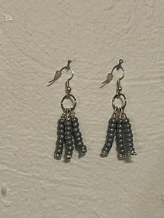 Silver Dangling Bead Earrings with Wire #7 Bead Earrings, Beaded Earrings, Jewelry Earrings Dangle, Piercings, Dangle Drop Earrings, Hobbies, Dangle Earrings, Jewelry Earrings, Ships