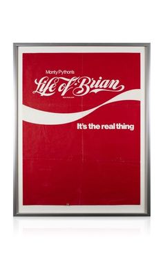 a red and white poster with the words life of ryan it's the real thing