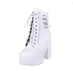 Department Name:Adult Item Type:Boots Pattern Type:Solid Boot Type:Motorcycle boots Season:Winter Model Number:5445454665 is_handmade:Yes Lining Material:Cotton Fabric Heel Height:High (5cm-8cm) Toe Shape:Round Toe Upper&Shaft Material:PU Closure Type:Lace-Up Boot Height:Mid-Calf Heel Type:Square heel Fashion Element:Rivet Platform Height:3-5cm Insole Material:Rubber With Platforms:Yes Outsole Material:Rubber High Ankle Platform Heeled Boots For Winter, Winter Platform Ankle Lace-up Boots, Winter Ankle-high Wedge Boots With Reinforced Heel, Winter High Ankle Platform Heeled Boots, White Ankle-high Platform Boots For Fall, Winter Wedge Boots With Reinforced Heel And Round Toe, White High Ankle Platform Boots For Fall, Fall White High Ankle Combat Boots, Winter Platform Boots Ankle-high