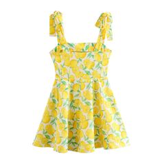 Lemon Print Spaghetti Strap Summer Mini Dress Details : Elasticity: Slight Stretchy Sleeve Style: regular Fabric Type: POLYESTER Pattern Type: Print Fit Type: LOOSE Silhouette: Sheath Neckline: Square Collar Decoration: none Style: High Street Dresses Length: Above Knee, Mini Material: POLYESTER Age: Adult Season: Summer Closure Type: Pullover Type: Camisole Material Composition: synthetic fiber Waistline: empire Sleeve Length(cm): sleeveless Profile Type: H Model Number: Women Elegant Dress Gen Lemon Print, Sling Dress, Suspender Dress, Casual Sets, Evening Attire, Sleeveless Mini Dress, Linen Women, Printed Mini Dress, Glamorous Evening Gowns