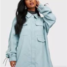 Kxmg Cord Oversized Utility Shirt Blue Us Size 10 X39 Oversized Denim Shirt, Faux Fur Top, White Crochet Top, Fur Top, Oversized Button Down Shirt, Sports Crop Tops, Utility Shirt, Bodysuit Top, Us Size 10