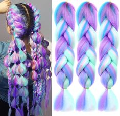 PRICES MAY VARY. 1.【Weight& Length】: 3packs/order,95-105 Gram/pack, Fold Length 24 Inch, Unfold Length 48 Inch. 2.【Material】: Our Jumbo Braiding Hair Extensions Made With High Temperature Synthetic Fiber， Natural feeling, softer, lighter with more natural body complement ,Recognized as the best quality heat-friendly synthetic fibers by hair industry. 3.【Usage】:Daily Use, Office, Performance, Party, Wedding, Holiday, Festival, Role-playing, etc. The Ombre Jumbo Braiding Hair Makes You Stand Out F Kanekalon Braiding Hair, Braided Dreadlocks, Jumbo Braiding Hair, Crochet Box Braids, Rainbow Hair Color, Crochet Hair Extensions, Colored Hair Extensions, Braid In Hair Extensions, Festival Hair