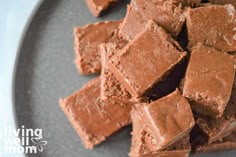 chocolate fudge brownies on a gray plate