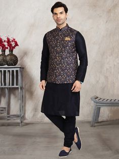 Designer Nehru jacket with Silk kurta pajama for groom & his friends & Family made from the finest fabric will make you feel like a king.you can customize it according to your measurement as the fitting make it more beautiful to wear.indian vest,vest with kurta,eid dress,eid kurta pyjama,diwali kurta pyjama,wedding kurta  COST INCLUDES JACKET WITH KURTA PYJAMA Kurta Pajama Wedding, Pajama Wedding, Kurta Pyjama With Jacket, Silk Churidar, Kurta Pyjama, Indian Men Fashion, Nehru Jacket, Silk Bottoms, Silk Kurta