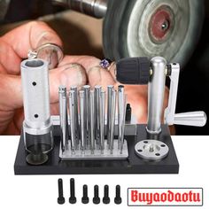 an assortment of tools are being used to make the parts for a car's wheel