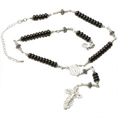 Sterling Silver Rosary Necklace Onyx 6mm Divine Mercy Chaplet Prayer, Silver Rosary, Rosary Necklace, Black Onyx Stone, Miraculous Medal, Onyx Stone, Handmade Sterling Silver, Sterling Silver Bead, Silver Wire