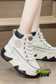 Elevate your style with our Women's Chunky Platform High Top Sneakers. The chunky platform provides added height and support, while the high top design adds a trendy touch. Perfect for any casual or athletic look, these sneakers will keep you comfortable and stylish all day long. #chunkyplatformsneakers #hightops #womenshoes #truedealsclub #chunkyshoes Chunky Platform Sneakers, Sneakers Street Style, Athletic Looks, Chunky Shoes, Sneaker Stores, Shoe Inspiration, Chunky Platform, Top Design, Stylish Shoes