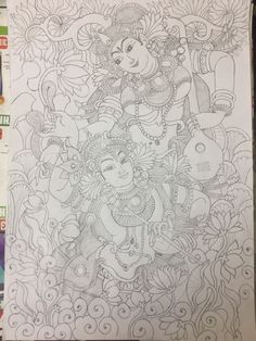 a coloring book with an image of hindu deities on the page and some other things to color