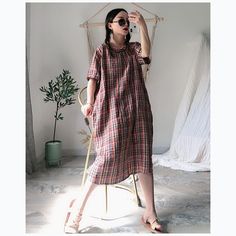 simplelinenlife-Casual-Summer-Long-Women-Dresses Oversized Cotton Linen Vacation Dress, Oversized Cotton Linen Dress For Vacation, Casual Loose Free-size Dresses, Casual Loose Free Size Dresses, Oversized Casual Linen Beach Dress, Casual Free Size Cotton Dresses, Oversized Casual Linen Dress For Beach, Casual Red Linen Beach Dress, Oversized Linen Dress With Short Sleeves For Vacation