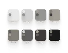 the different shades of gray and white are shown in this image, with each color