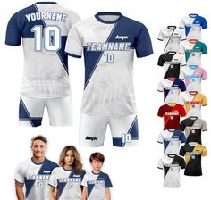 Our Custom soccer jersey are designed to be sleek and dynamic, perfect for showcases your style and energy for the match or casual day. Available in XS-5XL sizes for men, women, youth and toddler in many color options, these Personalized Soccer Jersey offer exceptional durability and resistance to wear and tear, making them an investment that will accompany you through any matches and seasons.  🎨If you have any REQUEST or OTHER DESIGN IDEA to re-custom the pattern or color, simply MESSAGE US an Customizable White Sporty Sublimation Design, Customizable White Team Spirit Jersey, White Fitted Sublimation Design For Training, Fitted Blue T-shirt For Sports Events, Customizable White Sublimation Design With Team Logo, White Fitted T-shirt With Team Spirit, Casual White Jersey For Team Events, White Sportswear T-shirt For Team Events, White Jersey With Sublimation Print For Sportswear