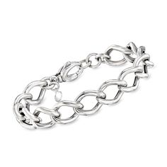 Ross-Simons - Italian Sterling Silver Curb-Link Bracelet. 7". Breathe new life into your wardrobe with this versatile and stylish bracelet. Crafted in Italy, glossy curb links of sterling silver wrap the wrist with classic flair. Includes a 1/2" extender. Lobster clasp, curb-link bracelet. Classic Sterling Silver Bracelet With Extender, Elegant Silver Charm Bracelet With Curb Chain, Modern Silver Charm Bracelet With Extender, Silver Bracelets With Curb Chain, Modern Curb Chain Bracelet, Stylish Bracelet, Fine Jewelery, Jewelry Essentials, Fine Jewelry Bracelets