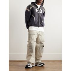 Balenciaga's zip-up hoodie has contrasting panels and textured ribbing inspired by classic motocross styles. Printed with a logo front and centre, it's made from heavyweight cotton-jersey and faded to look vintage. Ralph Lauren Blazer, White Shoes Sneakers, Balenciaga Logo, Hoodie For Men, Luxury Sneakers, Casual Blazer, Look Vintage, Classic Sneakers, Derby Shoes