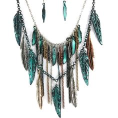 PRICES MAY VARY. New Premium Bohemian Design High Craftsmanship Metal Tritone Tassel Feathers Lobster clasp adjustable chain length necklace Matching Earrings Approximately 18 inches length, adjustable clasp Bohemian Tritone Tassels Metal Feathers Necklace with Earrings Cartilage Earrings Hoop, Feather Headband, Indian Jewelry Sets, Women's Jewelry Sets, Sin City, Feather Necklaces, Cz Earrings, Cross Earrings, Stunning Necklace