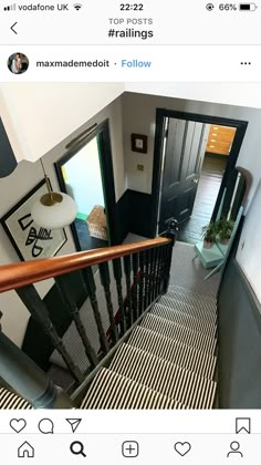 the stairs in this house are black and white