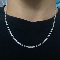 Solid Sterling Silver Figaro Chain 20” Chain Length Unisex 3mm Width 5.1 Grams Weight Brand New Stamped 925 Italy If You Have Any Questions Please Let Me Know! Feel Free To Make An Offer! Silver Jewelry Aesthetic Men, Guy Chains, Men’s Jewelry, Silver Chain Men, Silver Jewelry For Men, Mens Silver Chain Necklace, Mens Chains, Male Accessories, Boyfriend Stuff