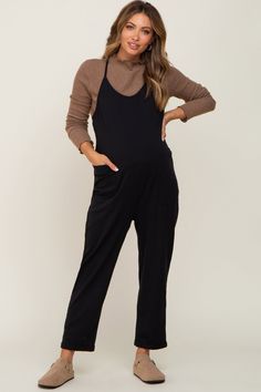 Black Front Pocket Maternity Jumpsuit Comfy Maternity Outfits, Chic Pregnancy Style, Maternity Office Wear, Pregnancy Fashion Fall, Casual Maternity Outfits, Maternity Overalls, Winter Maternity Outfits, Trendy Maternity Outfits, Pinkblush Maternity