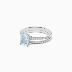 Effy Aquarius 14K Gold Aquamarine and Diamond Ring Set Diamond Ring Set, Diamond Ring Settings, Ring Set, Aquamarine, Ring Sets, Diamond Ring, Engagement Rings, Ring, Gold