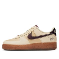 The Nike Air Force 1 Low 'Coffee' is the perfect combination of classic and modern. The iconic silhouette, first designed by Bruce Kilgore in 1982, features a cream upper and light brown accents. The rubber sole and Air Sole cushioning system provide a comfortable fit for all activities. This timeless design has been a favorite for over 30 years and continues to be a go-to sneaker for all occasions. Get the Nike Air Force 1 Low 'Coffee' and experience the perfect blend of classic and modern. (AF1/SNKR) Classic Beige Nike Sneakers, Air Force 1 Low, Air Force 1, Light Brown, Force, Nike Air Force, One Design, Air Force, Nike Air