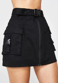 Poster Grl Mini Cargo Skirt Front Zip Black – Dolls Kill Celana Jogger Wanita, Teenage Outfits, Streetwear Mode, Skirt Denim, Skirt Maxi, Skirt Midi, Cargo Skirt, Skirt Mini, 가을 패션