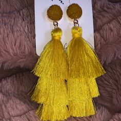 Great For Summer! Please Ask Any Questions You May Have. Giving Grace, Tassels Fashion, Earrings Color, Fashion Earrings, Tassels, Jewelry Earrings, Women Jewelry, Yellow, Women Shopping