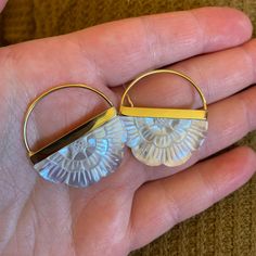 Mother of Pearl Earrings Flower Hoops With Gold-tone Bezel for All Standard Piercings Small Rising Sun 162B - Etsy Canada Mother Of Pearl Earrings, Ear Gauges, Earrings Flower, Rising Sun, Nov 2, Brass Jewelry, Pure Silver, Flower Earrings, Mother Of Pearl