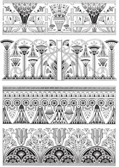 an architectural drawing with different designs and colors, including the top one in black and white