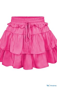 Orcajump - Fashionable Sexy Ruffled Hem Mini Skirt Casual Half Skirt Skirt Casual, Half Skirt, Matte Satin, Skirt Skirt, Color Fabric, Casual Skirts, Cute Fits, Ruffle Skirt, Types Of Skirts