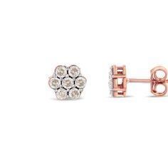 Add this dainty and delicate pair of floral stud earrings to your collection. This pair features an incredible combination of 14 diamonds and 10-karat rose gold. Each piece of round cut diamond in here is enclosed with a prong setting, adding unmatched sophistication to it. Floral Studs, Round Cut Diamond, Free Jewelry, Prong Setting, Round Cut, Jewelry Collection, Jewelry Earrings, Diamonds, Stud Earrings