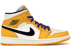 Nike Air Jordan 1 Mid SE Lakers Size 13. 852542-700 new in box. box is damaged. 100% authentic. free shipping. Lakers Shoes, Retro Nike Shoes, Expensive Sneakers, Nice Sneakers, Jordan Mid, Mid Shoes, Sneakers Jordans, Air Jordan 1 Mid Se, Nike Air Jordan 1 Mid