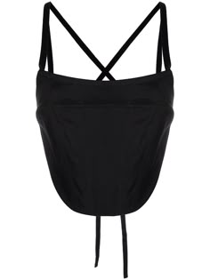 backless corset top from ROSETTA GETTY featuring jet black, cotton, square neck, backless, rear tie fastening and corset style. Backless Corset, Corset Top Black, Rosetta Getty, Black Characters, Fashion Design Clothes, Corset Style, Athletic Outfits, Kpop Outfits, Black Top