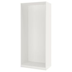 a white wall mounted cabinet with shelves on both sides and one door open to the other side