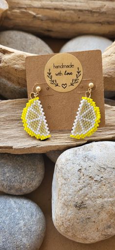 Miyuki Lemon Gold Stud Earrings Completely handmade Seed beads Yellow Round Beaded Earrings For Gifts, Yellow Beaded Earrings For Pierced Ears As Gift, Handmade Yellow Beaded Round Earrings, Yellow Beaded Earrings With Tiny Beads As A Gift, Earrings Seed Beads, Gold Stud Earrings, Oct 1, Gold Stud, Gold Earrings Studs