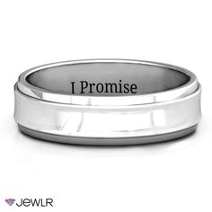 a wedding ring with the word i promise engraved on it's center and an inscription